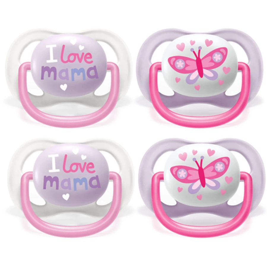 Philips Avent Schnuller ultra air SCF08002 Collection Happy 0-6m Girl MamaButterfly im Doppelpack