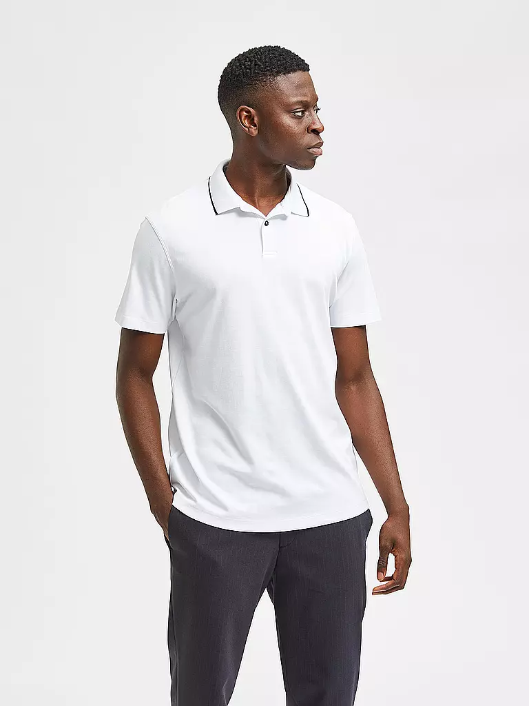 SELECTED Poloshirt SLHLEROY COOLMAX weiss
