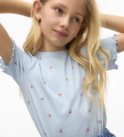 Vero Moda Girl T-Shirt - VmPaulina - Kaschmir Blue/Cherry