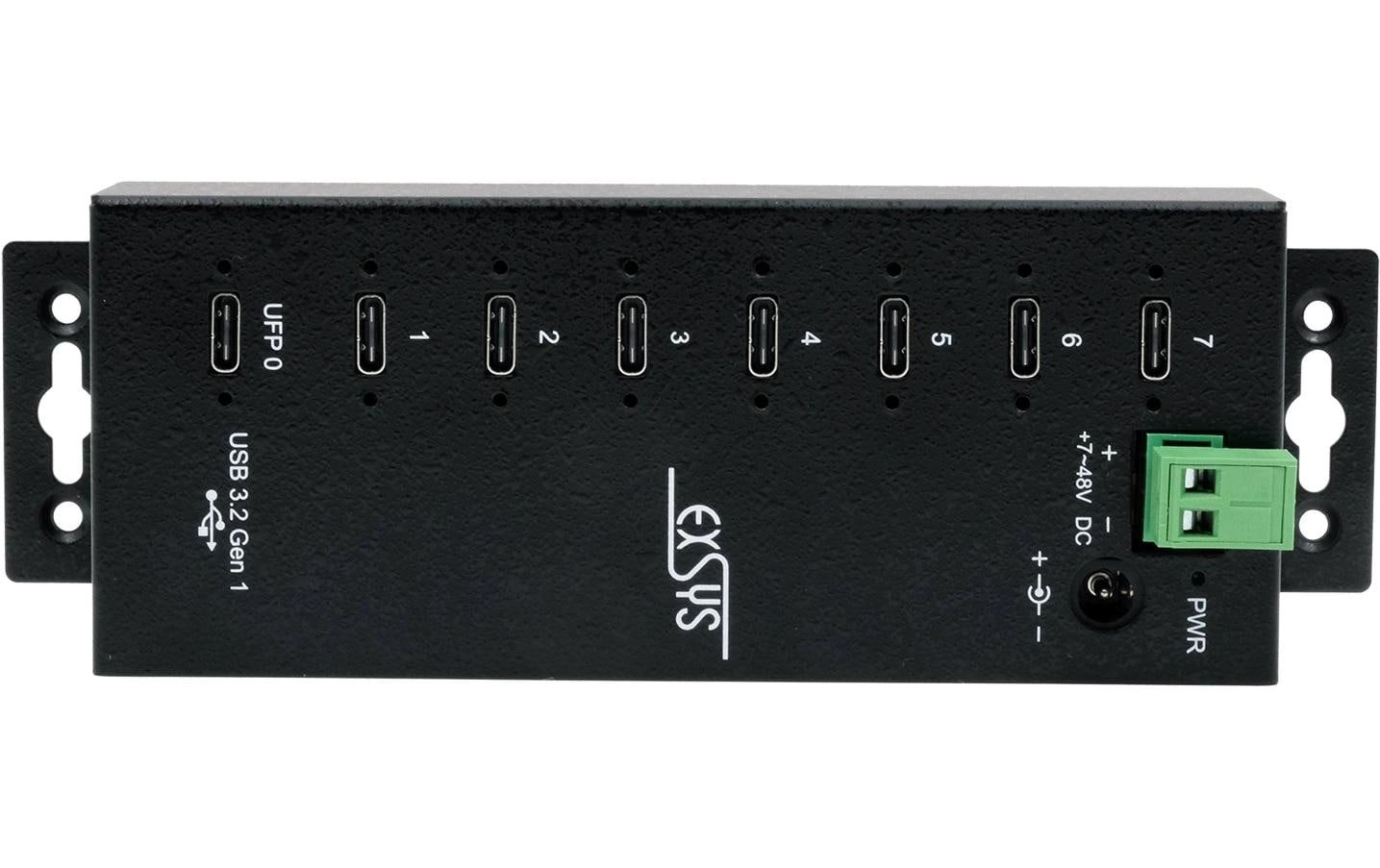 USB-Hub EX-1147HMVS<br>7-Port USB 3.2 Gen 1 Metall HUB mit 15KV ESD Überspannungsschutz, C-Buchsen