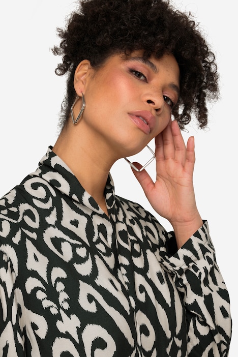 Kimono, grafischer Druck, offene Form, weiter Langarm