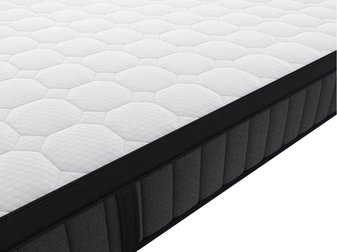 Ensemble 180 x 200 cm sommier coffre naturel clair + matelas hybride ressorts ensachés 7 zones et gel à mémoire de forme ép.25cm - TOLCA de YSMÉE