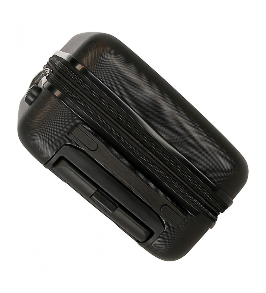 Mala de cabine rígida expansível Roll Road Flex, 55 cm, preta.