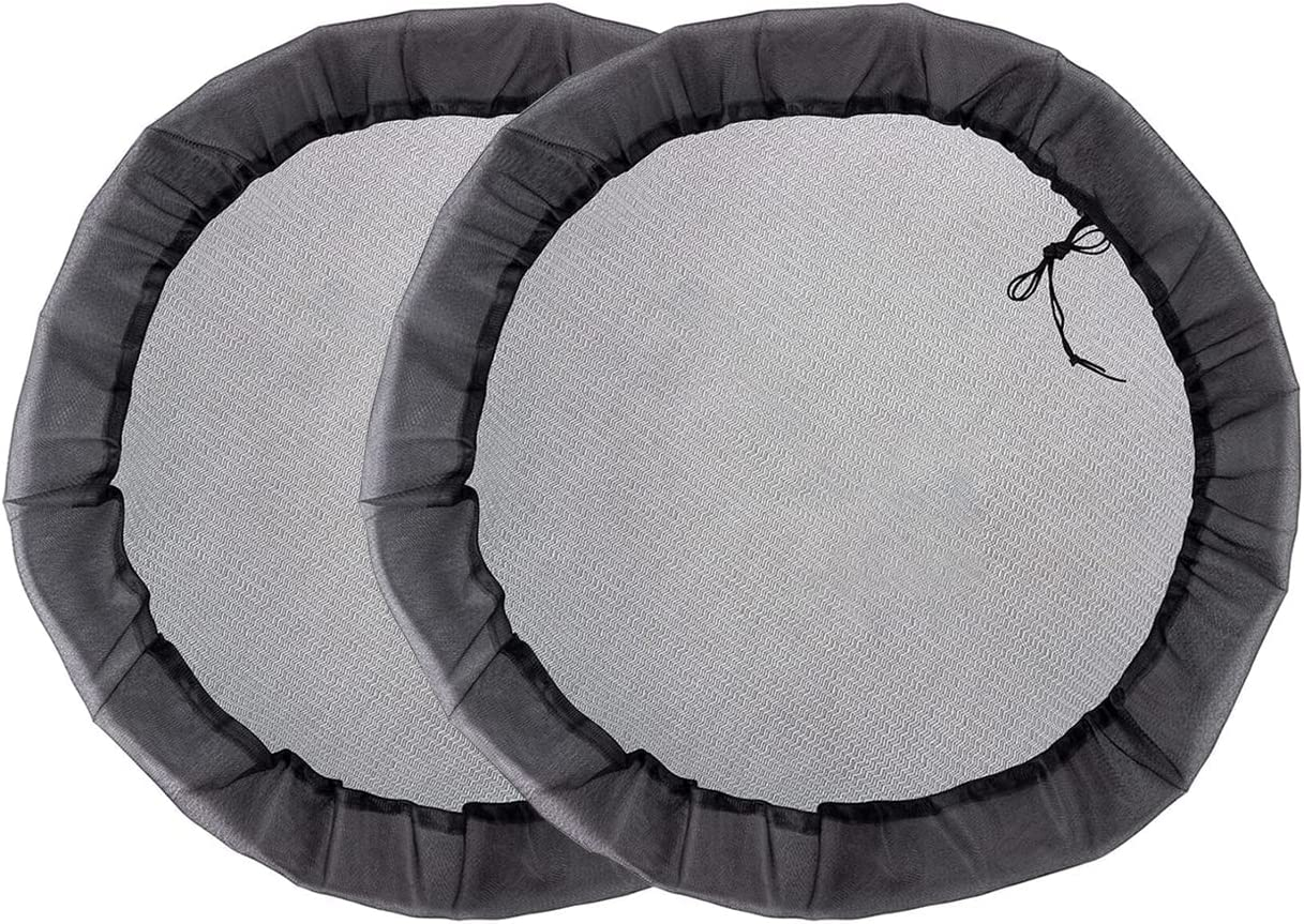 (2er Set) Ø80cm Regenfass Laub Schutznetz Wasser Tonnen Abdeckung mit Zugband - Schwarz