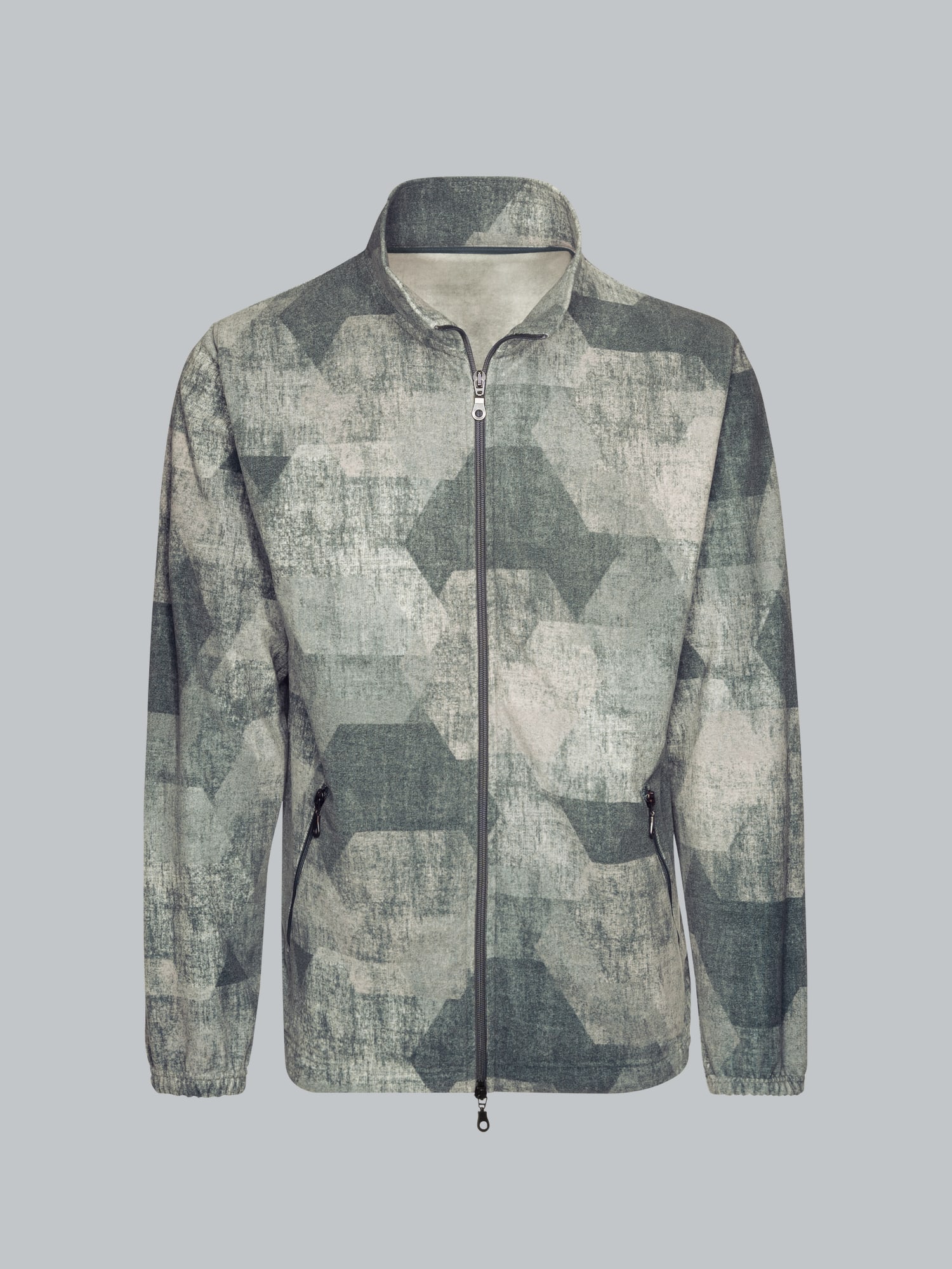 Fleecejacke mit Allover-Print Anthrazit
