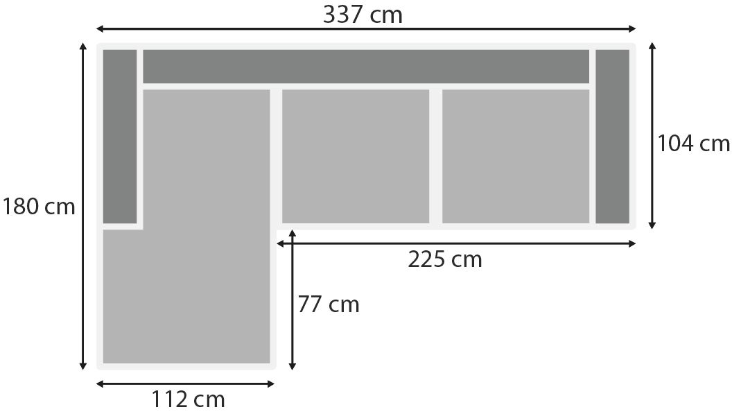 Loungebank stof Miami 01 Napels B337 x D180 x H87 cm