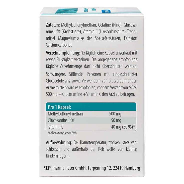 MSM 500 mg + Glucosamine Kapseln, 90 St