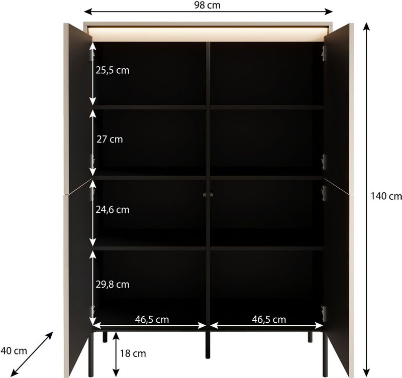 Meubella - Timoteo - Dressoir - Eiken - 4 Deuren - 8 Opbergvakken