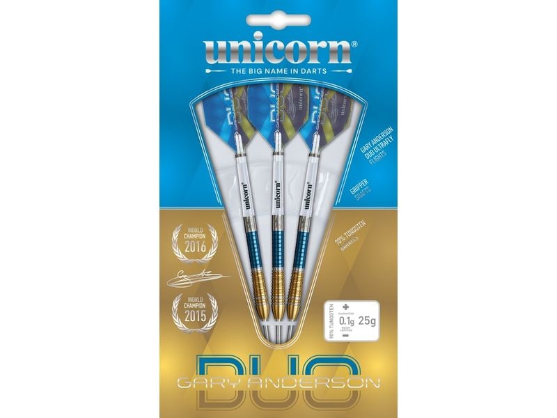 Unicorn Dartpfeile Gary Anderson 6 Duo 25G 3er-Pack, Gold/B Dartpfeile mit Stahlspitzen
