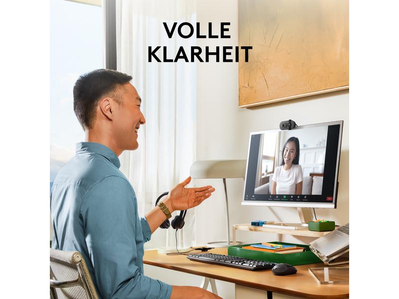 Logitech Brio 100 Graphite Full HD-Webcam mit integrierter Abdeckblende