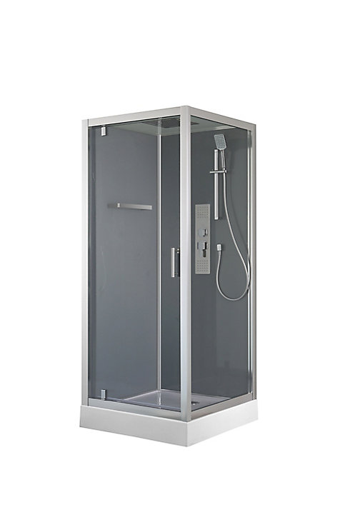 Cabine de douche hydromassante droite chromé GoodHome Beloya 90 x 90 cm