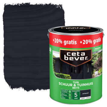 Cetabever dekkende schuur & tuinhuis beits antraciet 2,5 liter   20% extra