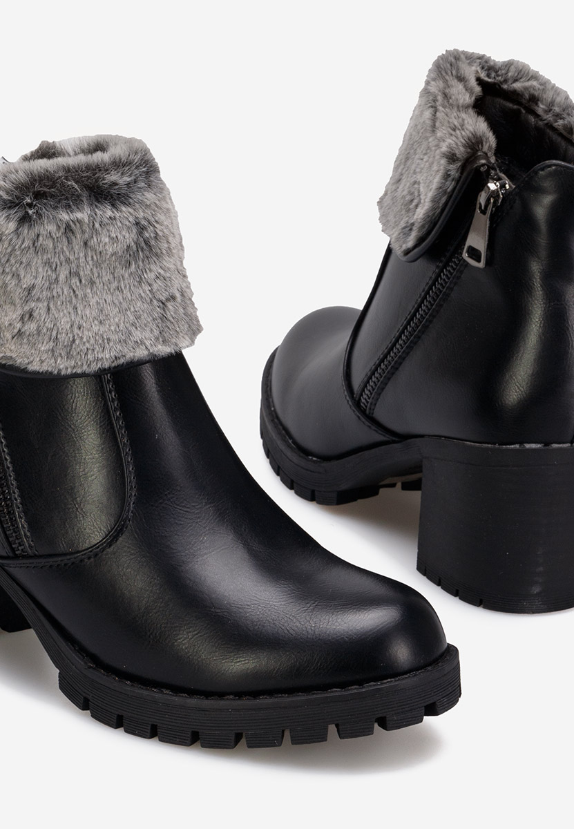 Bottines à gros talon noires Valla