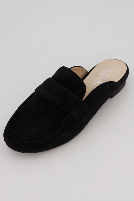 Leder-Mule, weiches Veloursleder, Weite H