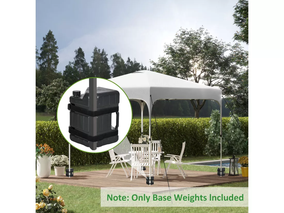 Lot de 4 poids de lestage carrés pour tonnelle barnum tente carport avec velcros HDPE noir