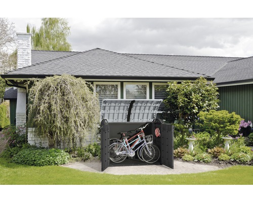 Keter Store-it-out Ultra fiets- en vuilnisbak opbergbox inclusief gasveren, 177 x 113 x 134 cm, antraciet