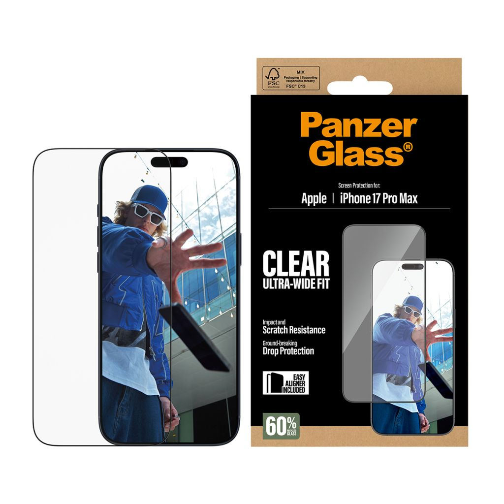 iPhone 17 Pro Max Ultra Wide Fit EasyAligner Panzer Glas Displayschutz Case Friendly mit Montagerahmen (PG66497)
