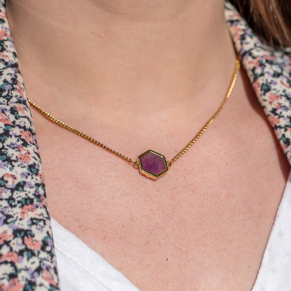 Collier et bracelet Hexalia en pierres Améthyste