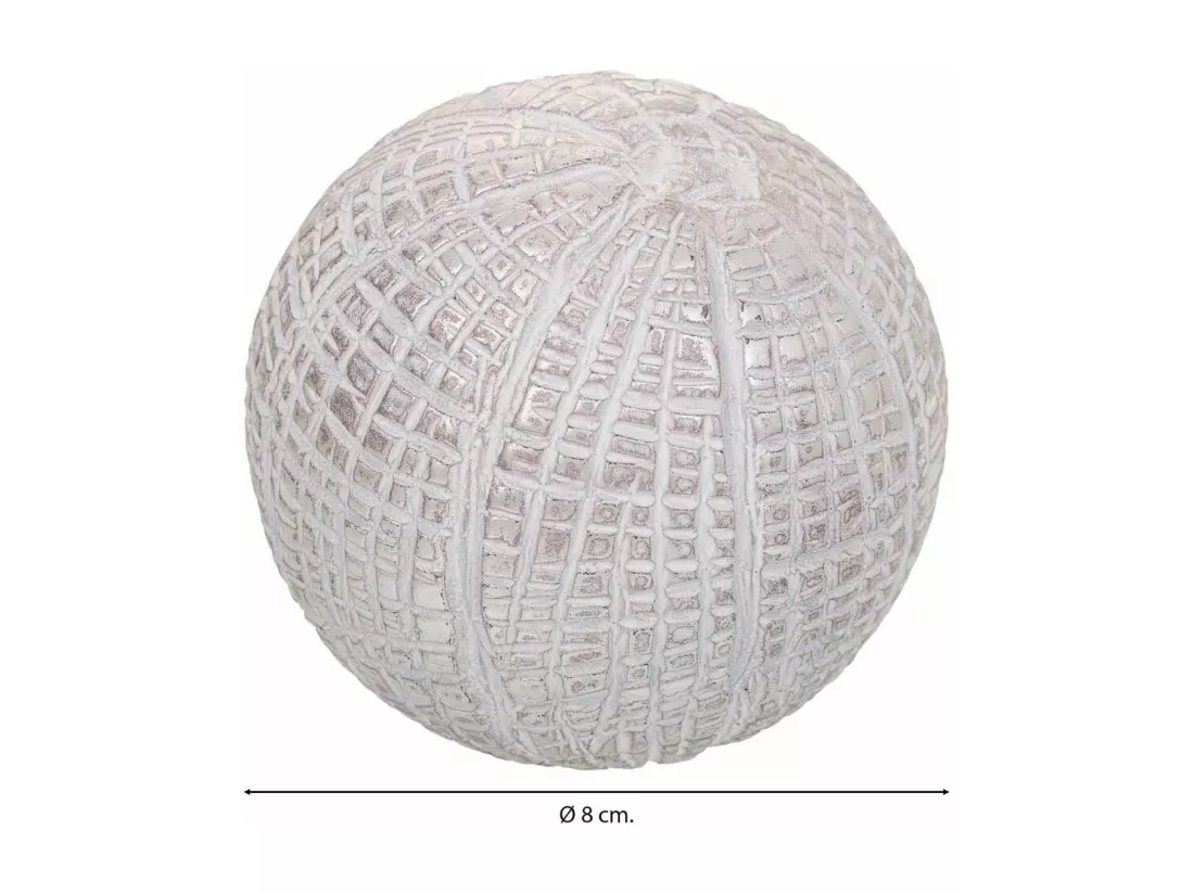 Boule décorative en polyrésine blanche 8x8x8h