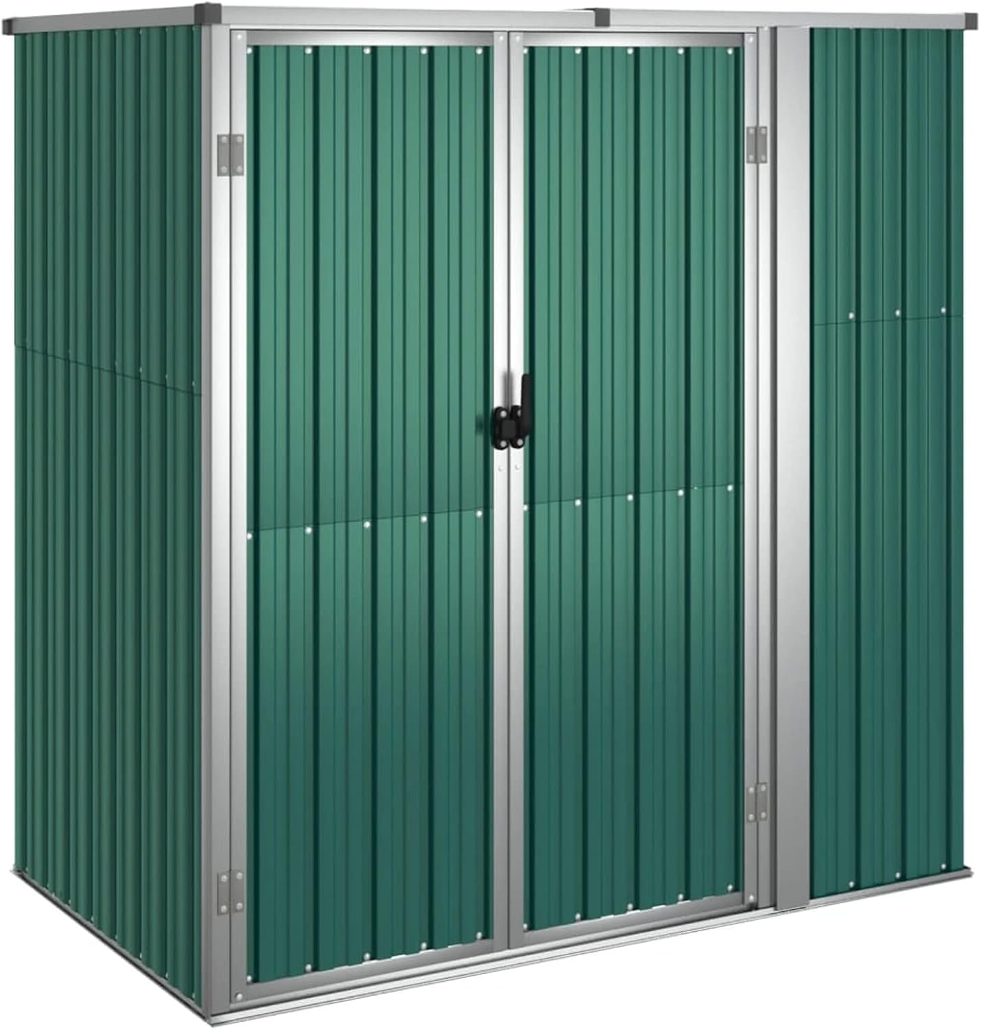 SECOLI Gerätehaus Gartenhaus Metall pultdach Geräteschuppen Outdoor Geräteschrank Stahl mit Praktischer Griff Verzinkter Stahl-Grün-161 x 89 x 161 cm