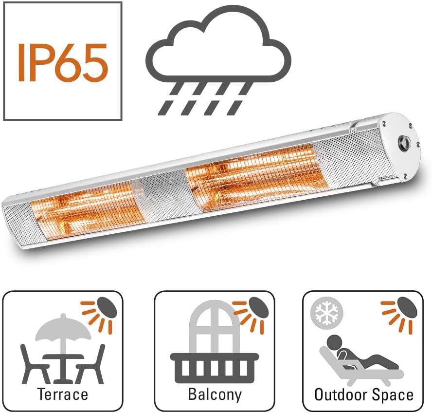 TROTEC Infrarot-Heizstrahler IR 3050 – 3.000 W, 3 Heizstufen mit Fernbedienung, Low Glare Technologie, IP65 wetterfest, geräuschlos, ideal für Terrasse & Gastronomie