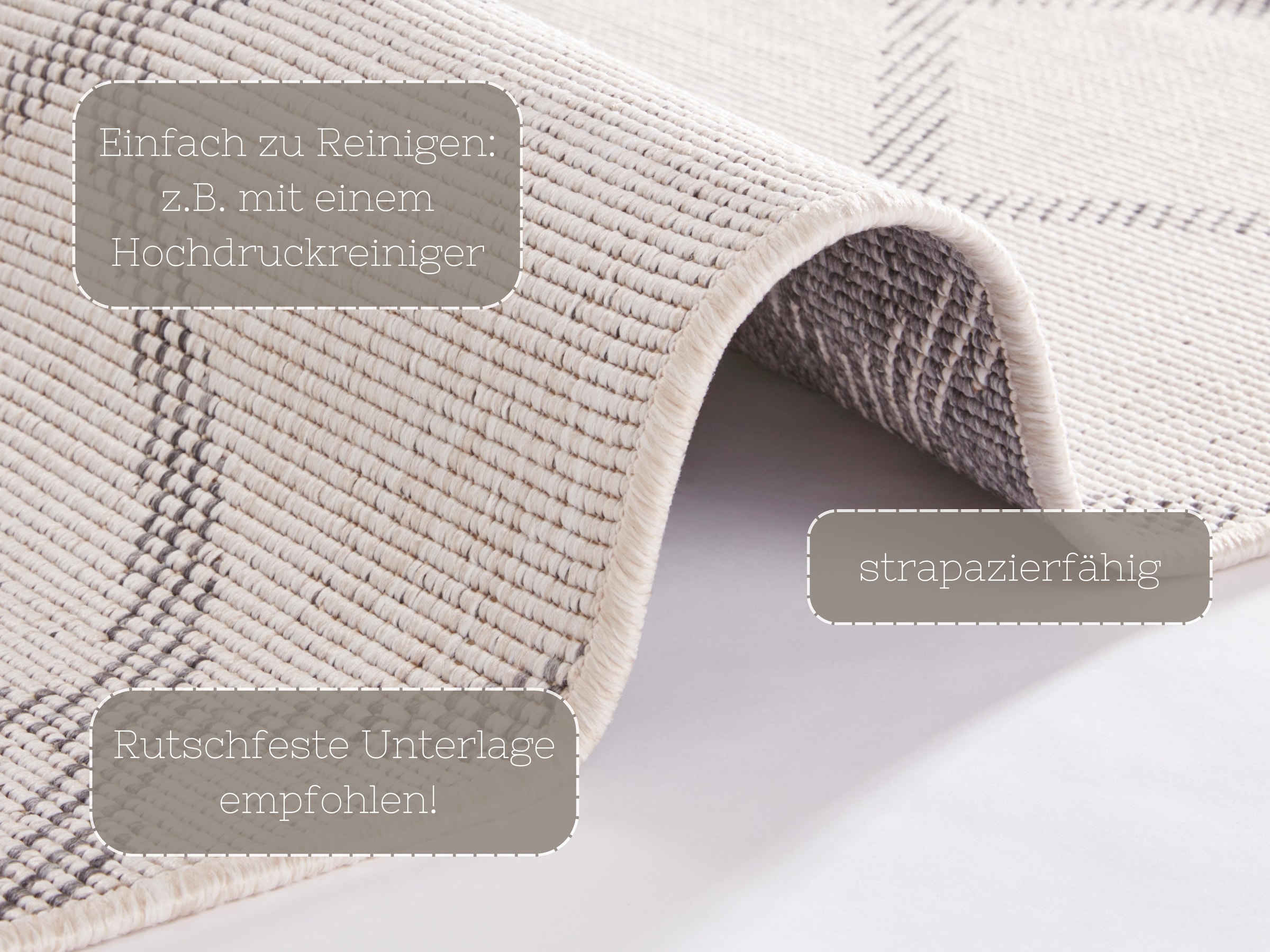HANSE Home Teppich »Corsica Wendeteppich« rechteckig 5 mm Höhe In-& Outdoor, Wetterfest, Balkon, Läufer, Wohnzimmer, Wasserfest
