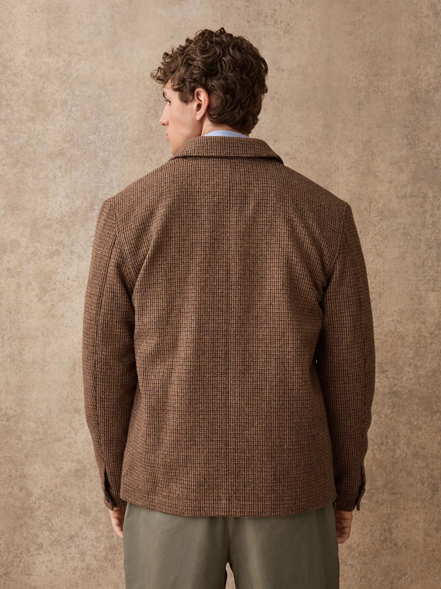 Multi - Textuur Houndstooth Chore Jack Met Wol