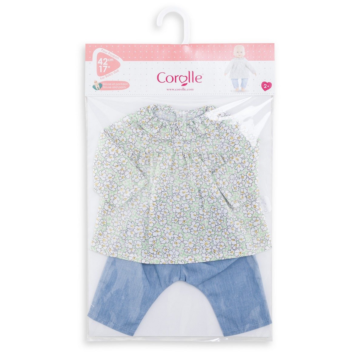 Ensemble Blouse fleurs et pantalon - Mon grand poupon 42 cm