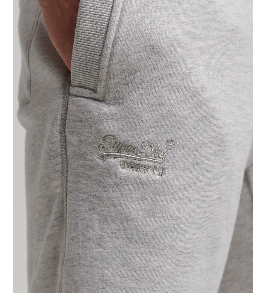 Shorts de malha cinza com logo bordado vintage da Superdry