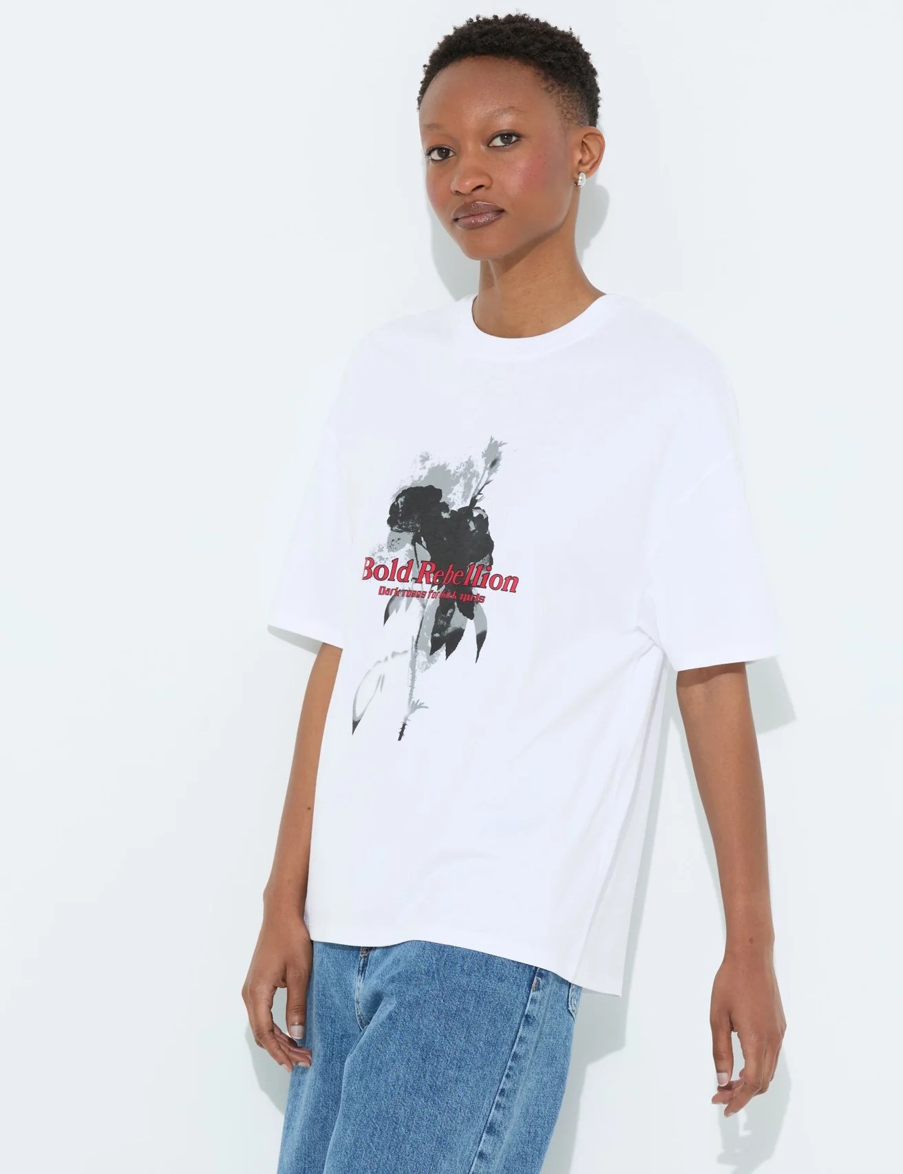 T-shirt oversize à message blanc