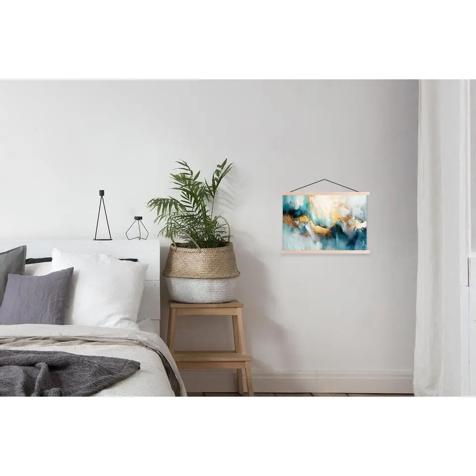MuchoWow - Schoolplaat/ wandhanger - Abstract - Kunst - Gold - Blauw -