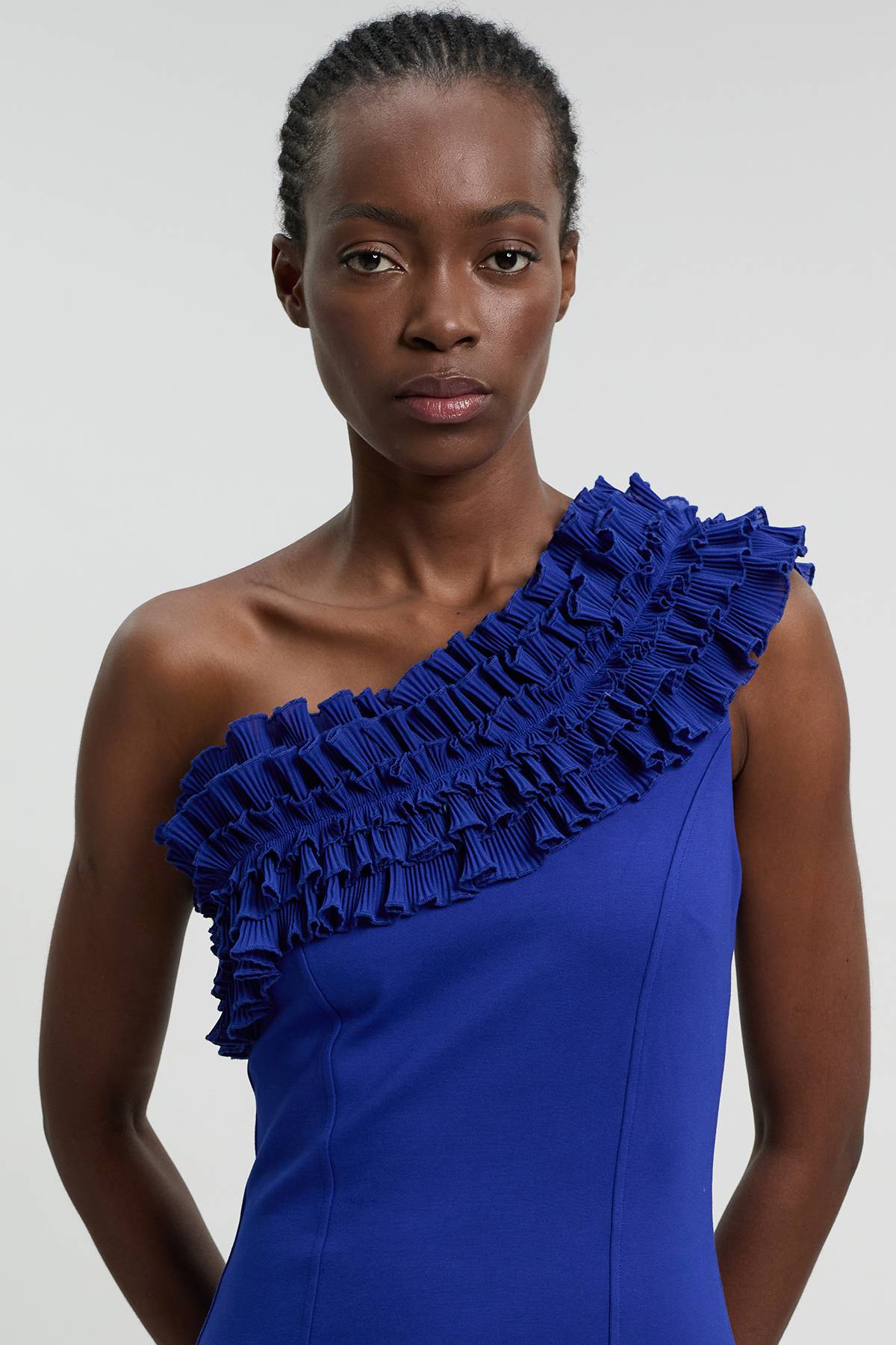 KarenMillen Robe Mi-Longue Asymétrique À Volants Dramatiques Petite