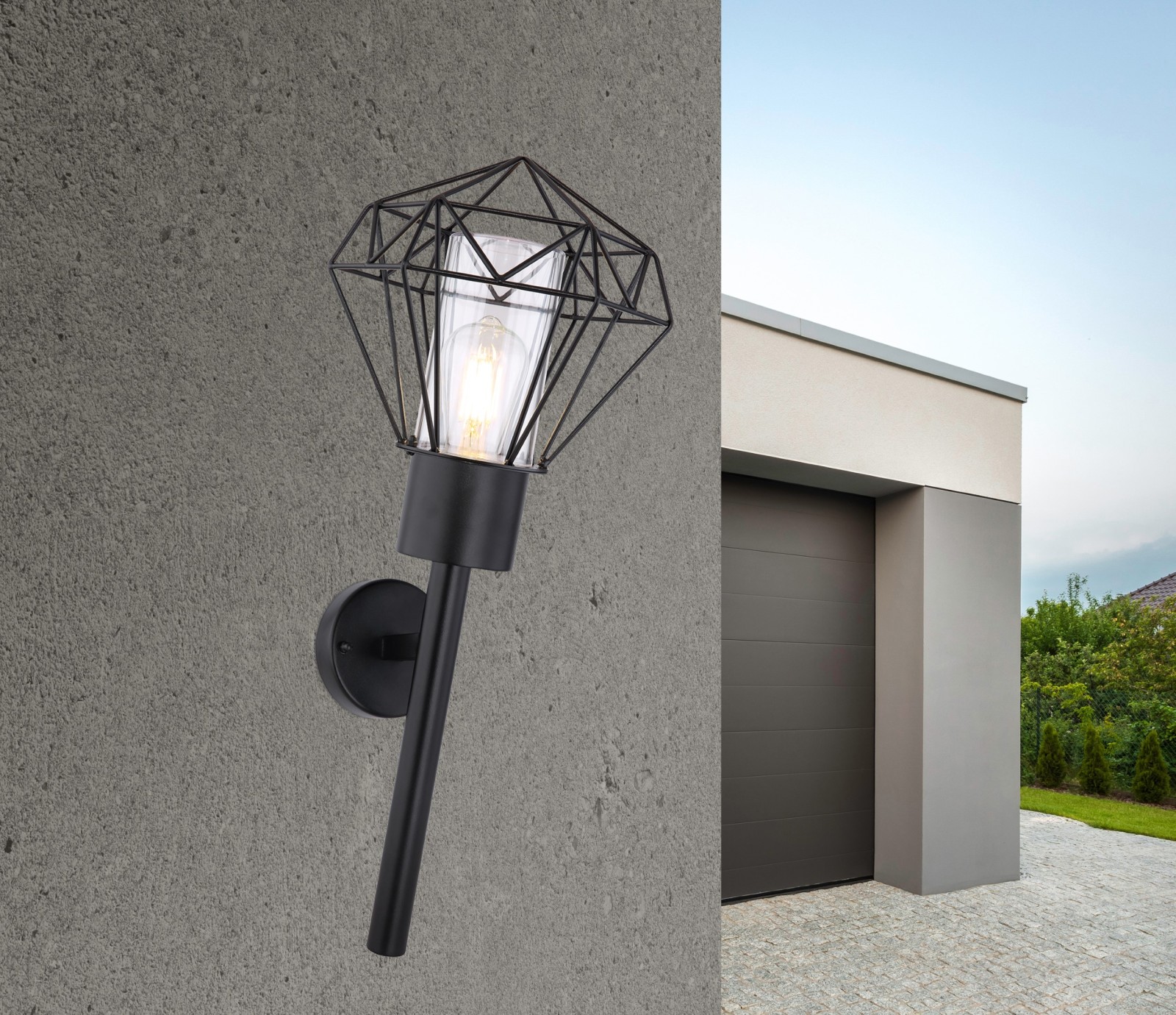 LED-Außenleuchte - schwarz - Edelstahl -28,5 cm hoch