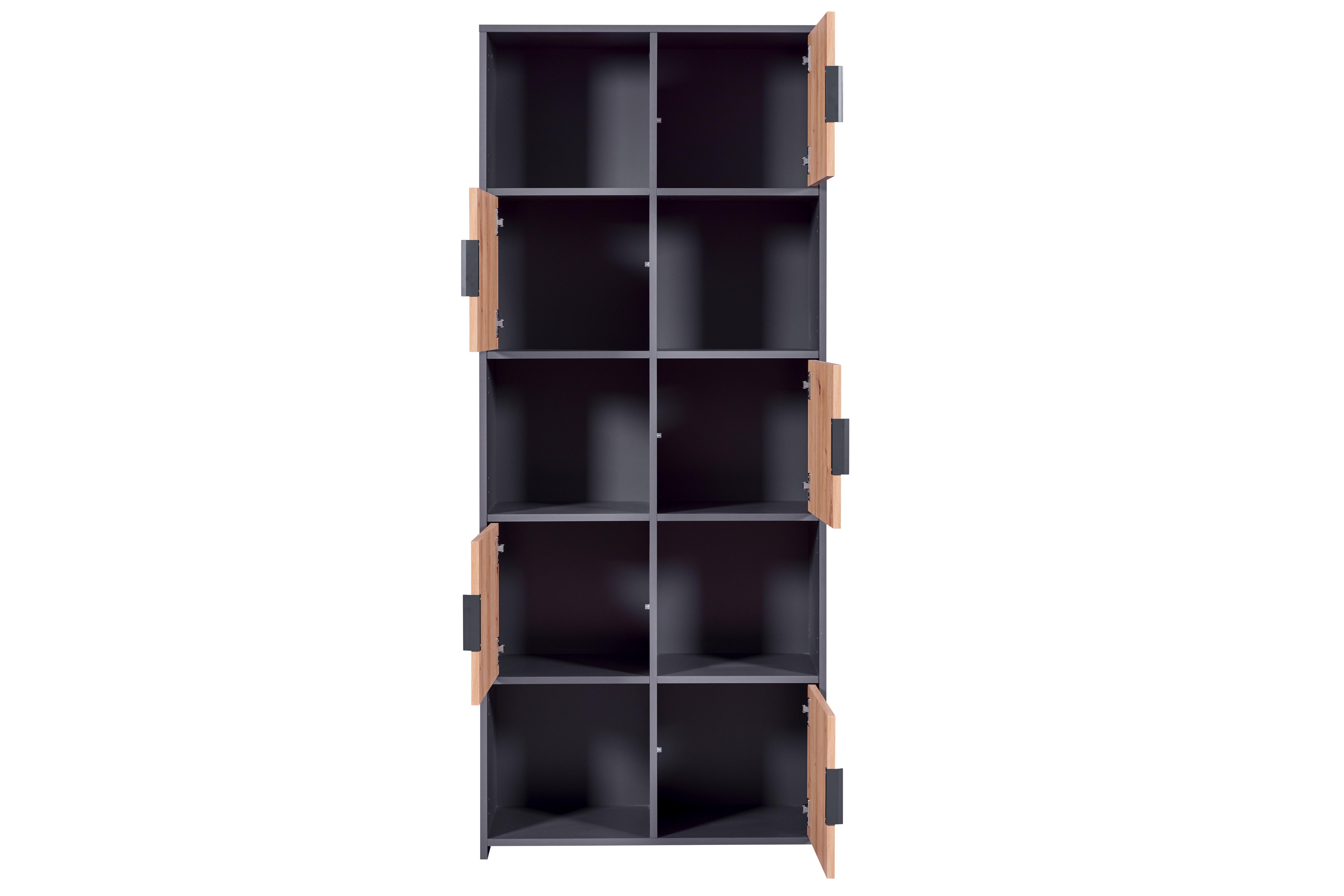 Inter Link Bücherregal Standregal Pepeto -versch. Ausführungen -Anthrazit und Eiche Artisan Nachbildung