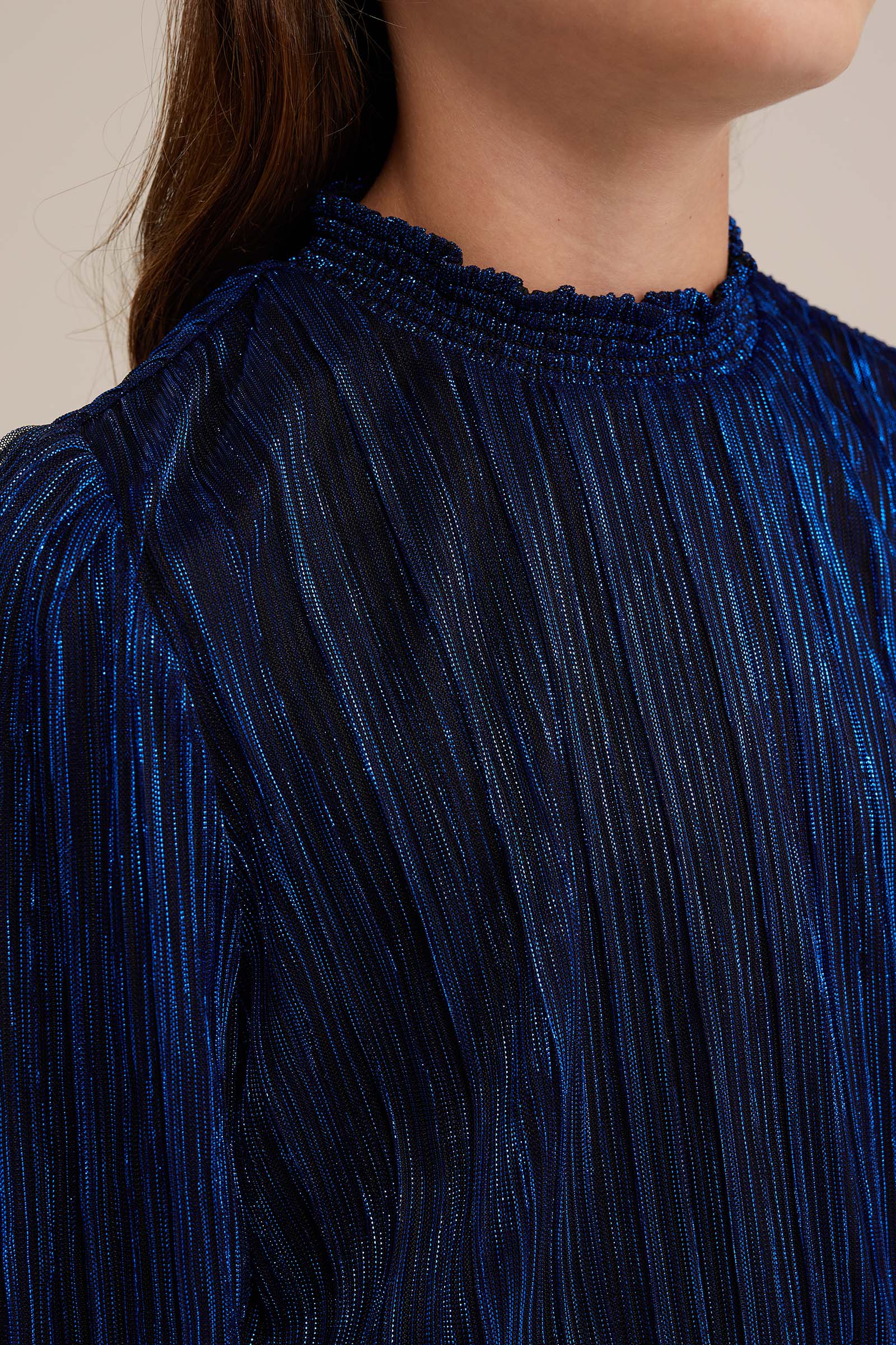 Meisjes jurk met glittergaren WE Fashion Kobaltblauw