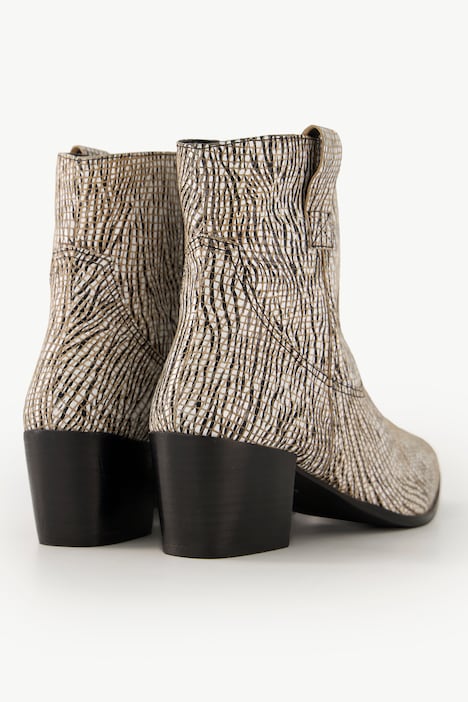 Leder-Stiefeletten, Schlangenlederoptik, Weite H