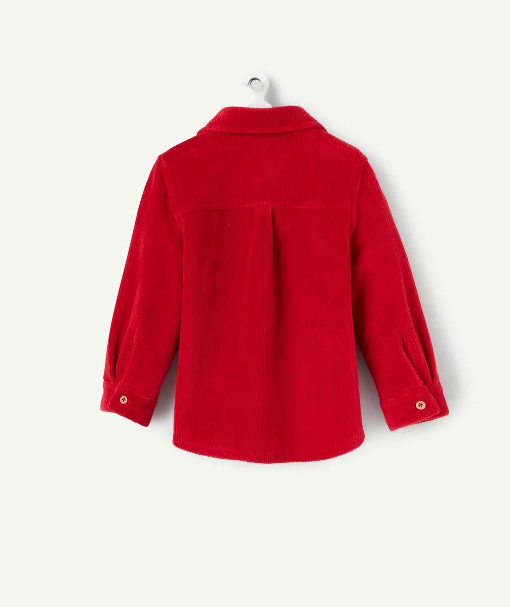 CHEMISE MANCHES LONGUES BÉBÉ GARÇON EN VELOURS CÔTELÉ ROUGE