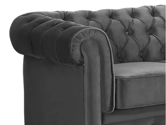 Canapé 3 places et fauteuil CHESTERFIELD - Velours anthracite
