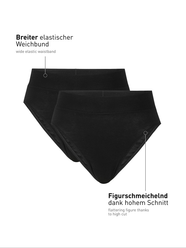CALIDA High-Waist-Slip »Elastic Duopack«, breiter Softbund, elastisch, atmungsaktiv, weich