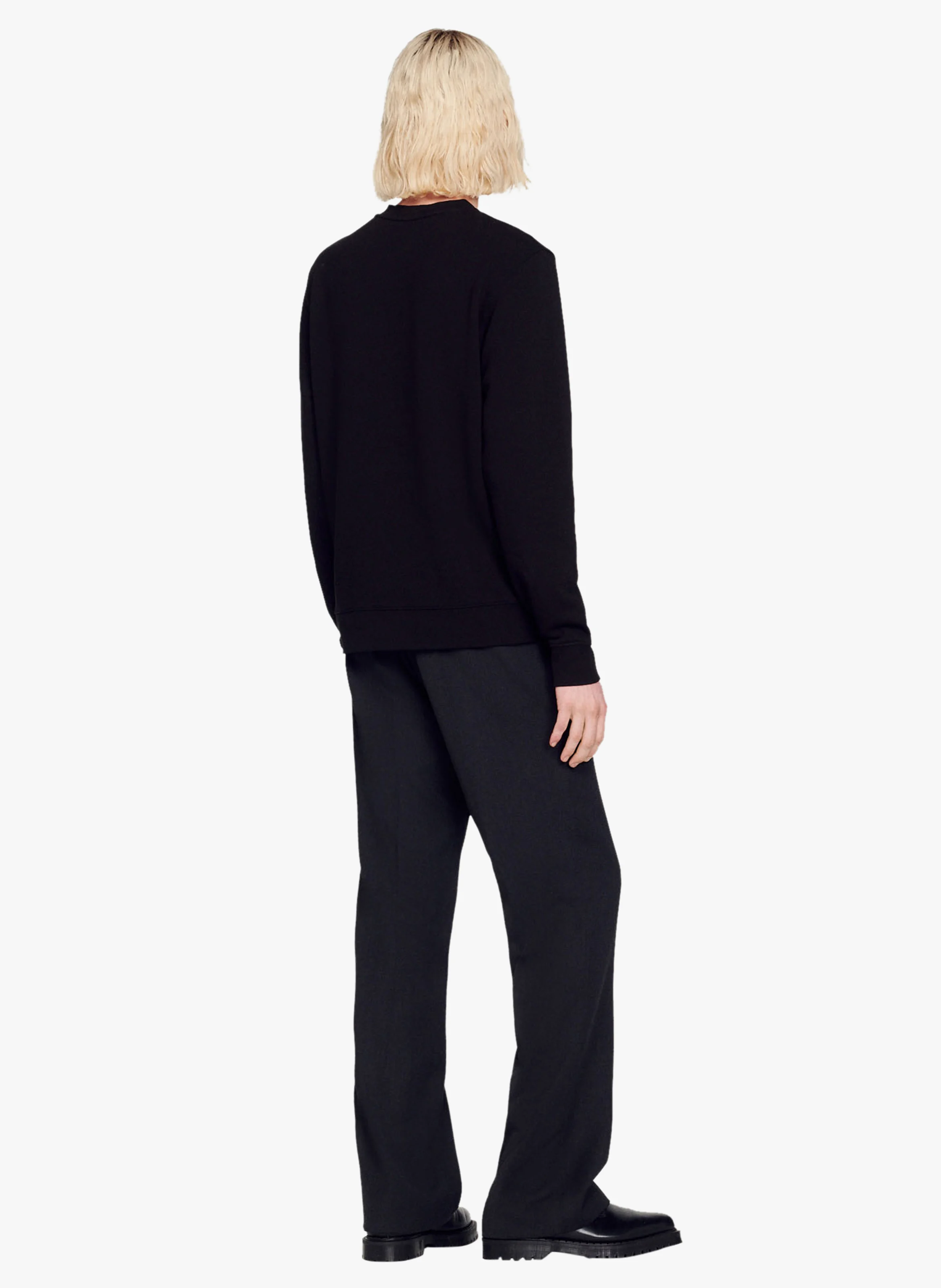Sweat col rond en coton| Noir