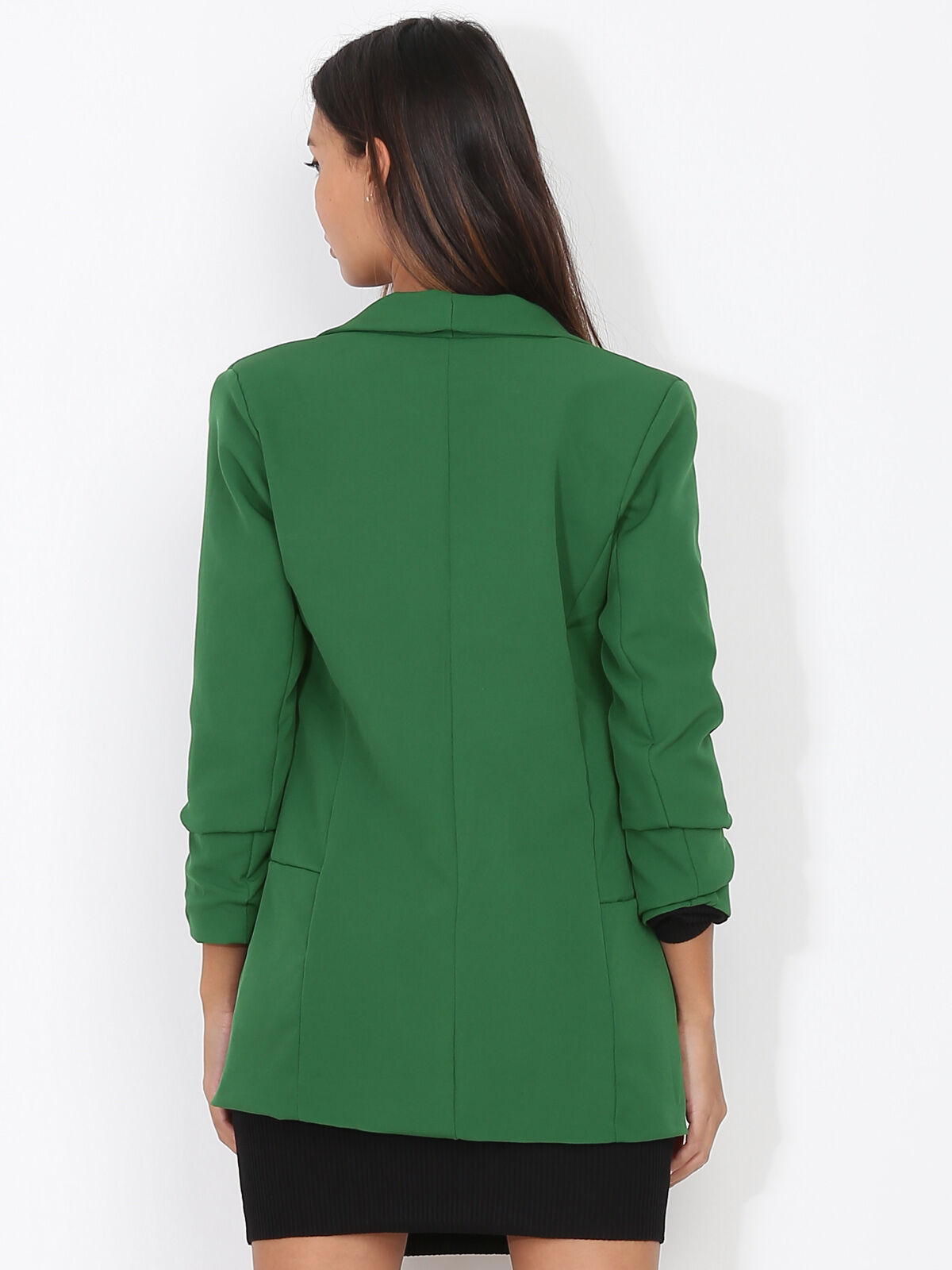 Veste blazer à manches retroussées- vert_emeraude