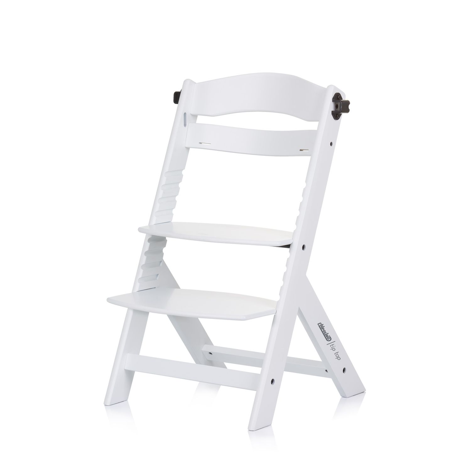 Chipolino Kinderhochstuhl Tip Top, Holz, verstellbar, Tisch, Gurt, Treppenstuhl weiß
