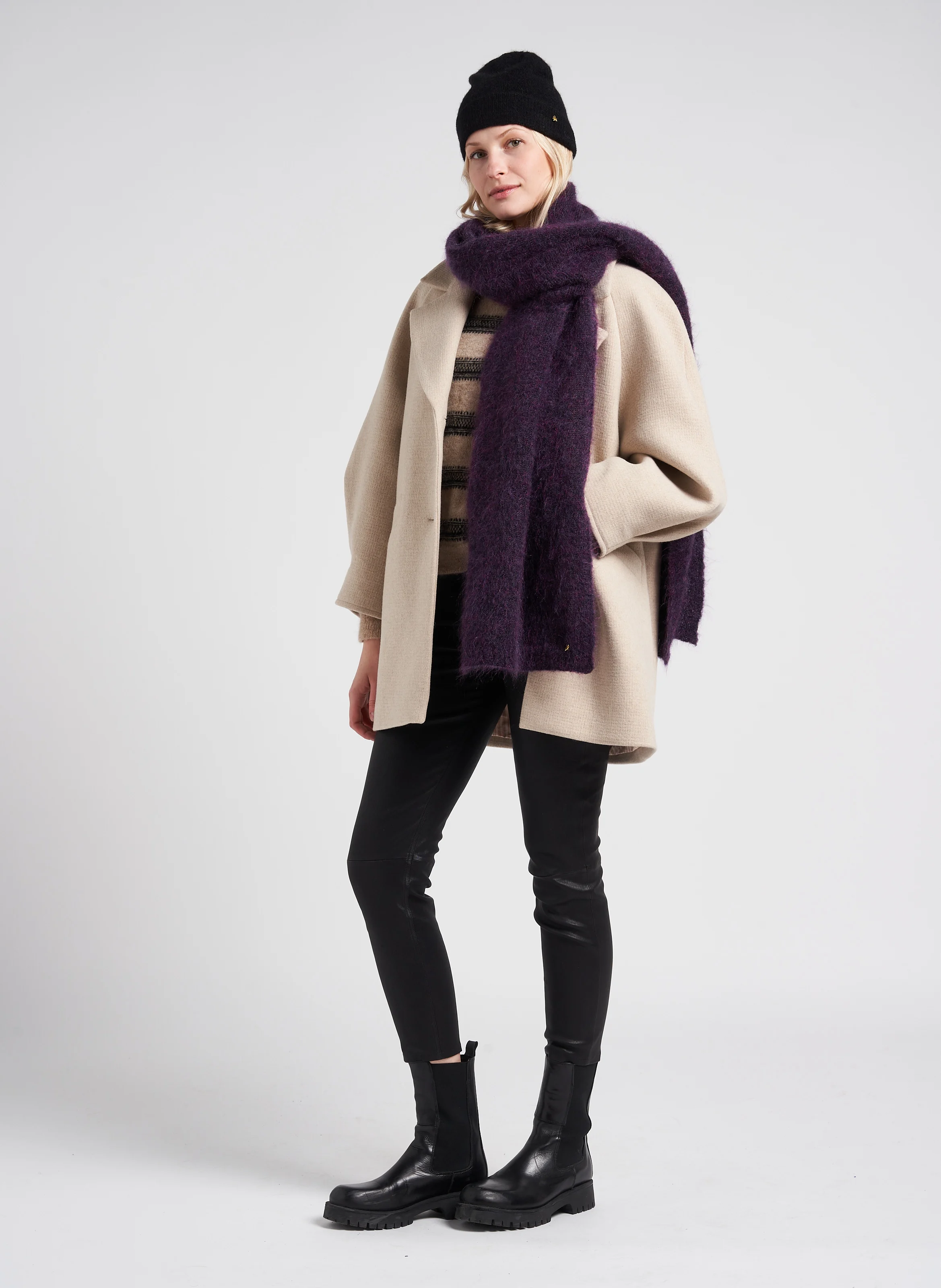DENVER - Pantalon slim en cuir | Noir