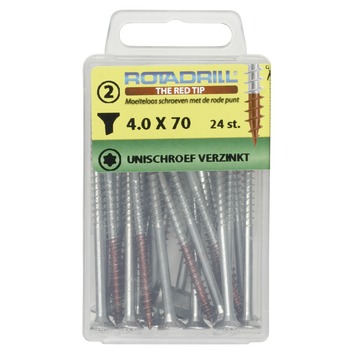 Rotadrill Torx schroeven platkop verzinkt 4,0x70 mm - 24 stuks