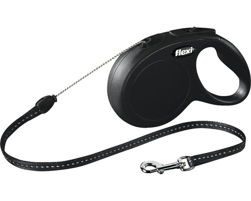 Flexi New Classic touw hondenriem, maat S, 500 cm, max. 12 kg, zwart