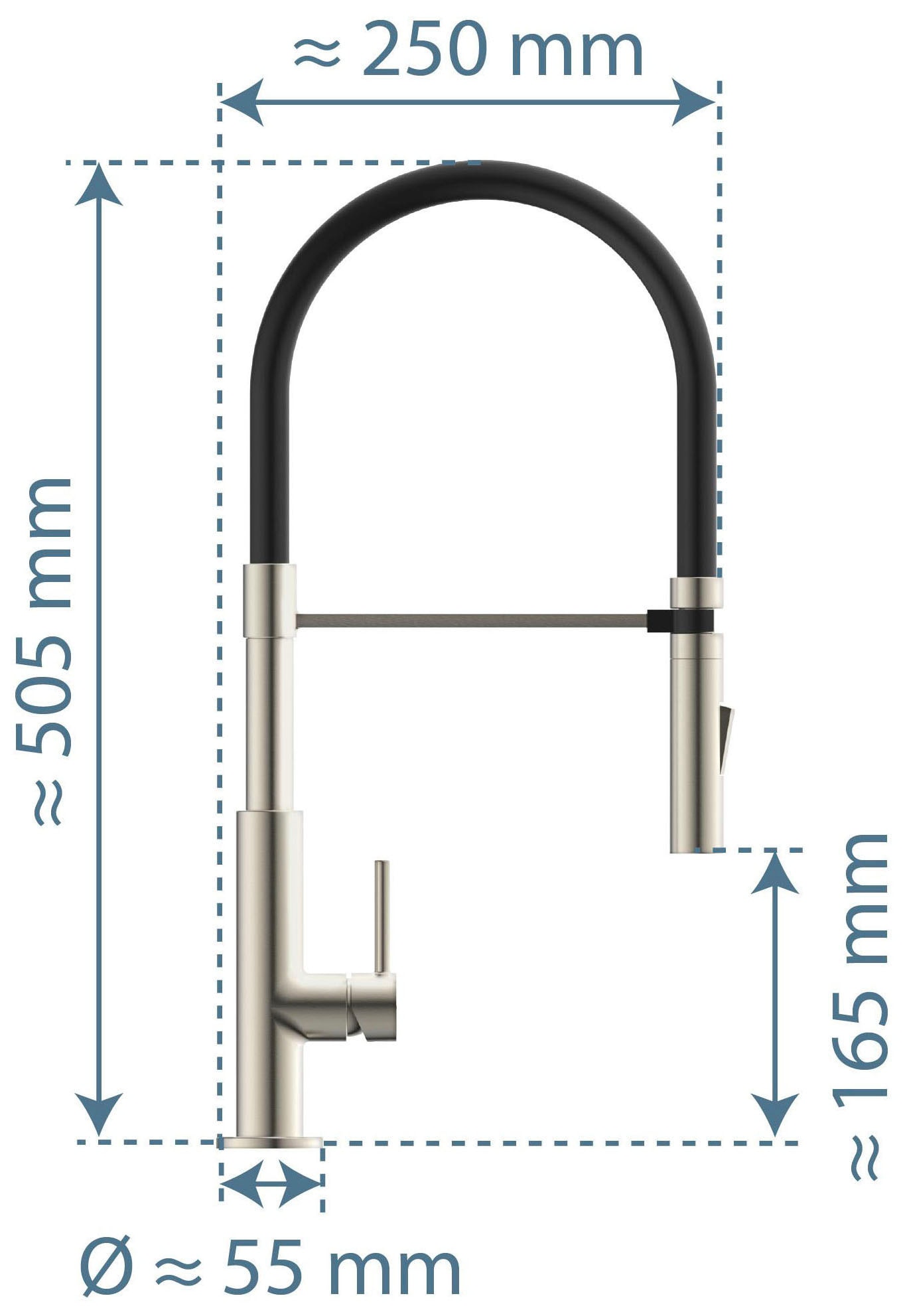 Schütte Spültischarmatur »Design« ausziehbar, 360° schwenkbar, Edelstahloptik/Schwarz, Hochdruck