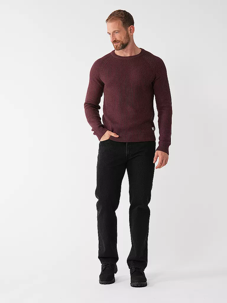 JACK & JONES Pullover JJPANNEL dunkelrot