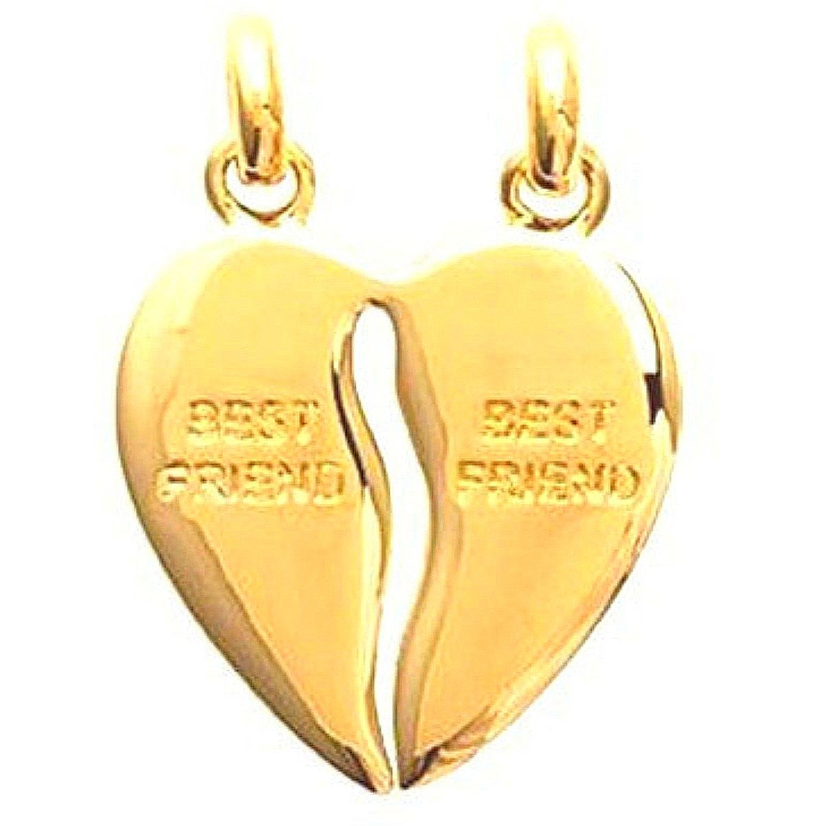 Pendentif Coeur sécable best friends meilleurs amis en plaqué or + 2 chaines