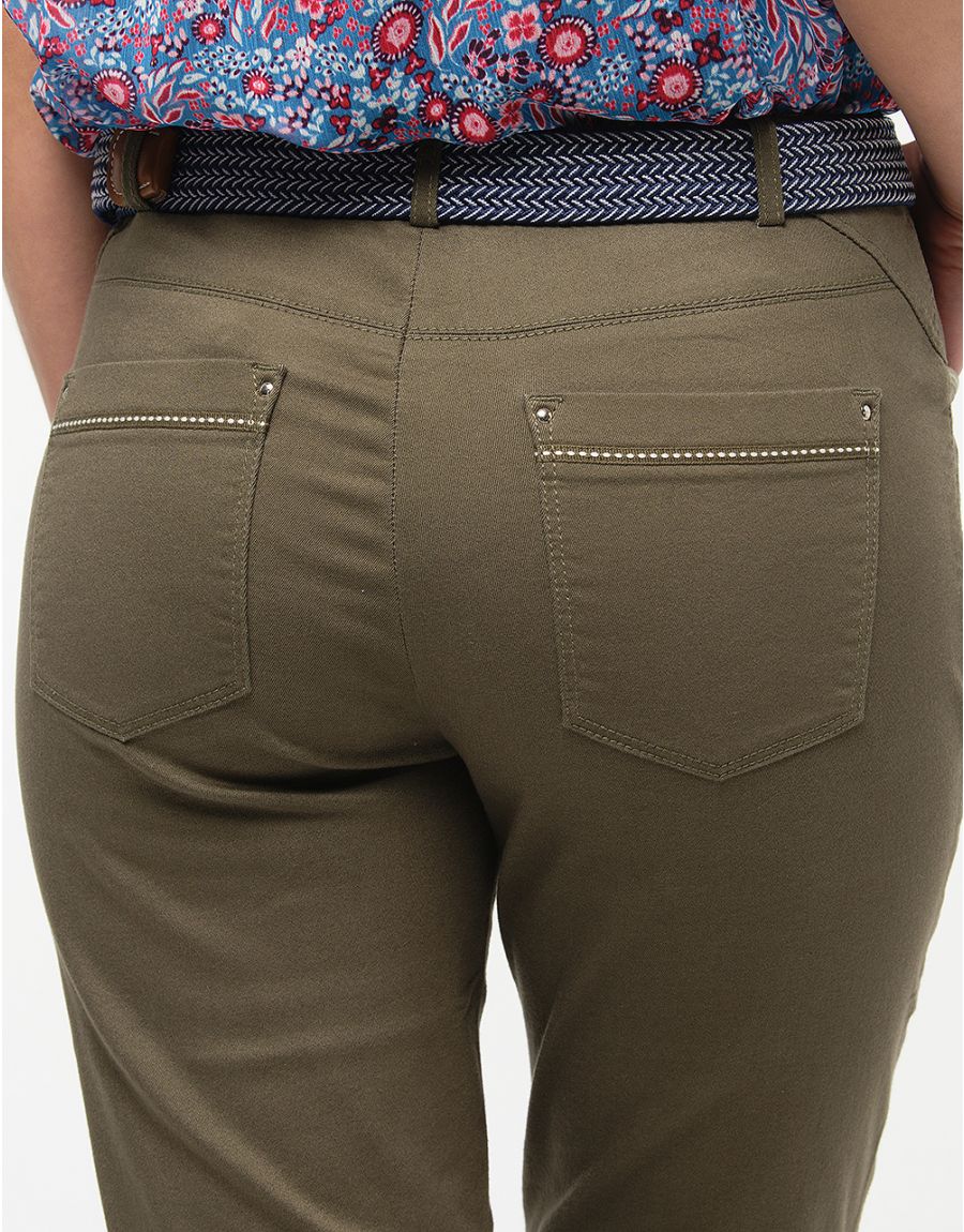 Jean slim vert kaki coton