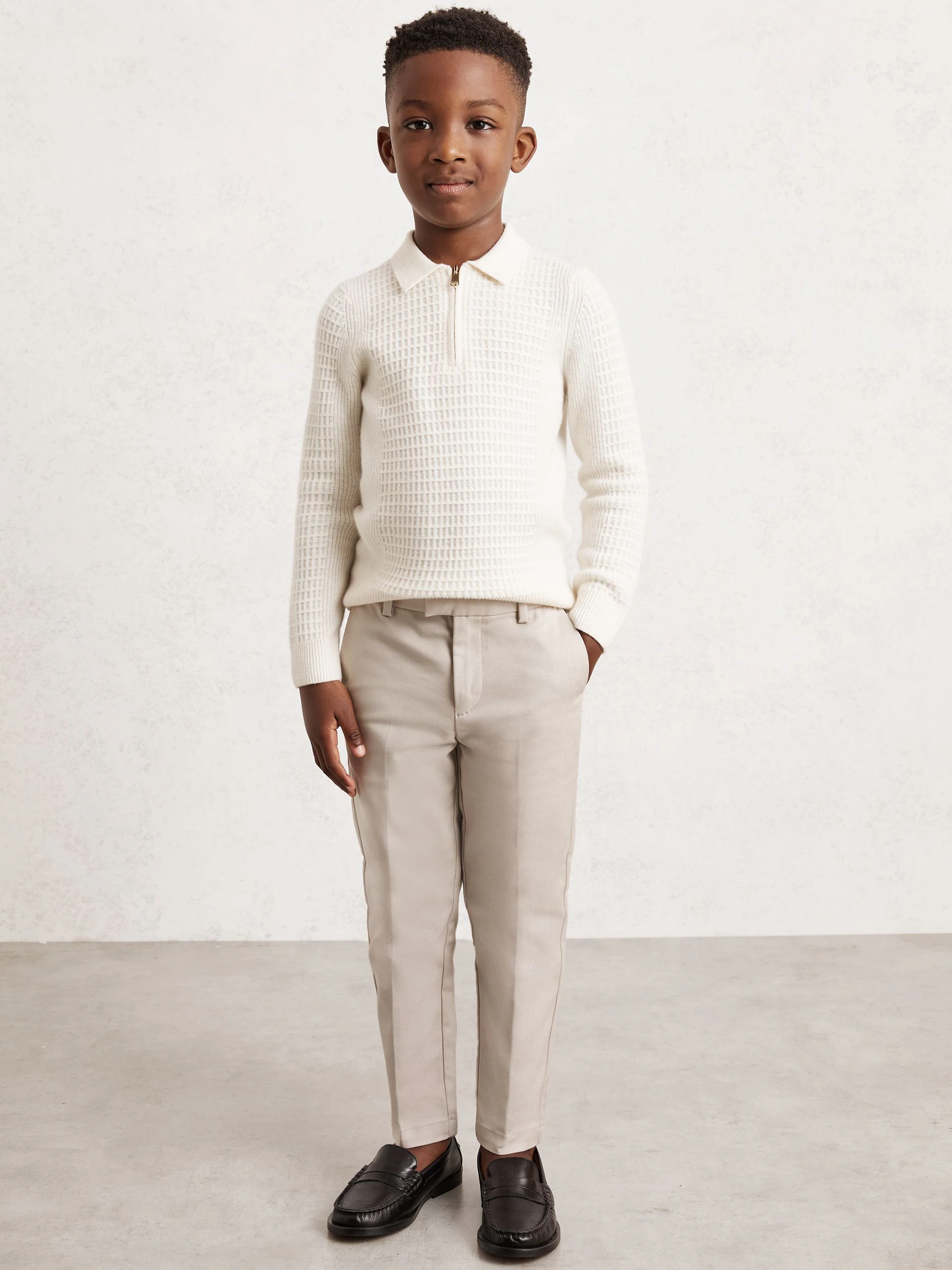 Pastelgeel - Reiss Eastbury - Slim-fit chino van katoenmix